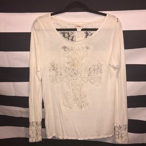 Daytrip Buckle long sleeve lace & rhinestones top